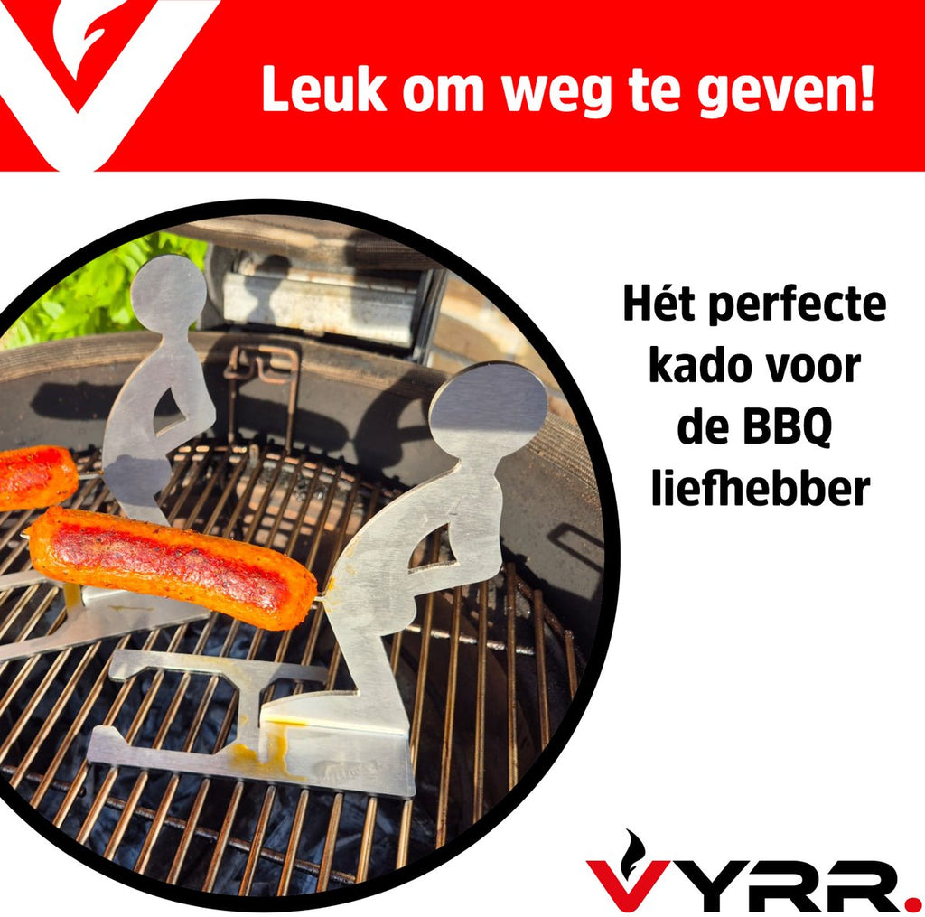 VYRR Manneke Worst - RVS Worstenhouder voor op de BBQ