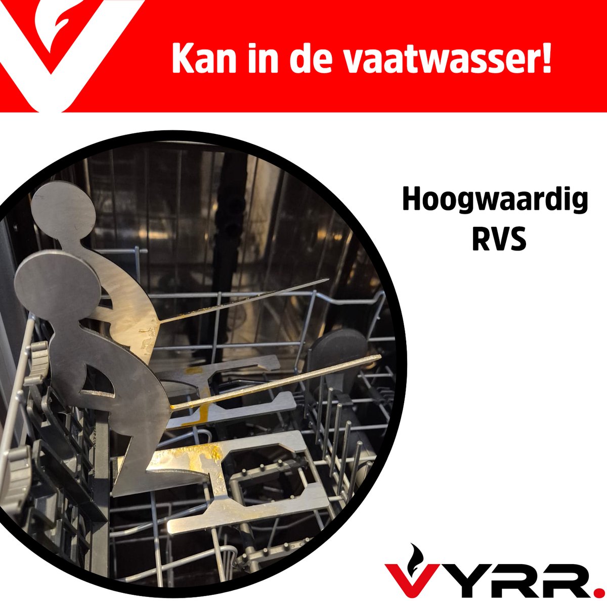 VYRR Manneke Worst - RVS Worstenhouder voor op de BBQ